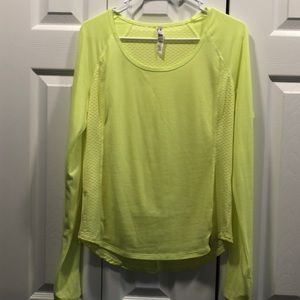 Neon green long sleeve running shirt